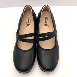 Propet Mary Jane Shoes Women 9.5 D WIDE Black Leather Walking Comfort Hook Loop